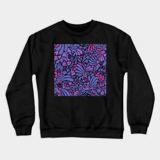 Swirly flowers very peri, pink and black Crewneck Sweatshirt